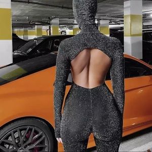 Sparkle jumpsuit w matching ski mask